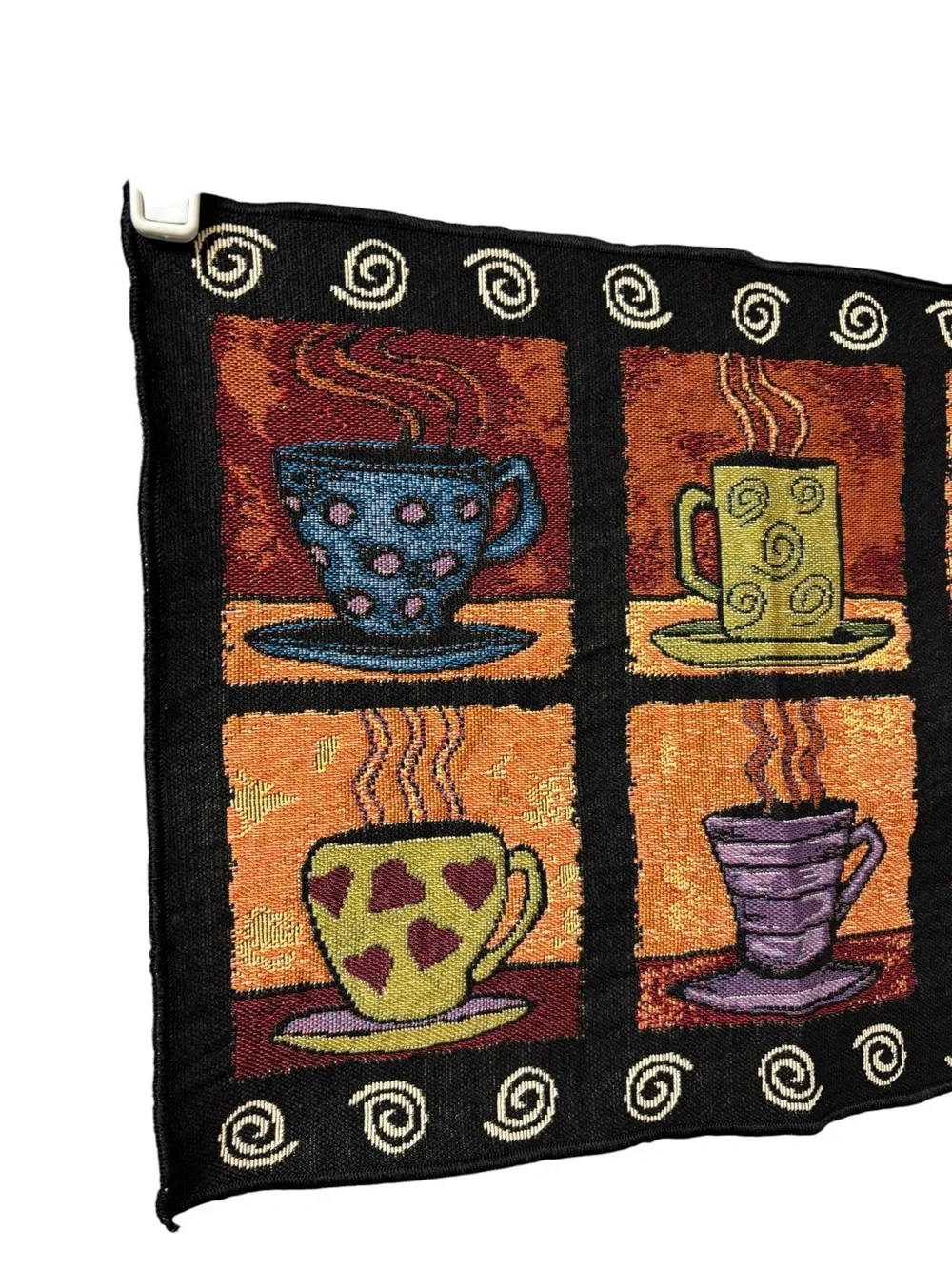 Vintage decorative kitchen table 4 placemats set retro unique stitch coffee cups
